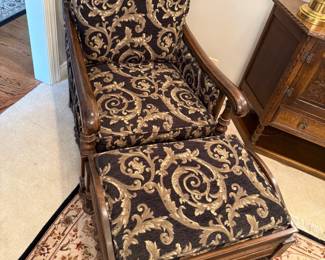 Vintage Armchair with Ottoman