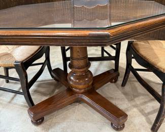 Rosalind Wheeler Dairis Ladder Back Chairs with Vintage Octagon Table