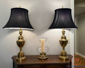 STIFFEL Hollywood Regency Brass Lamp(s) with Pineapple Finial 