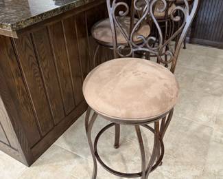 Minson Wrought Iron Barstools with Suede Seats