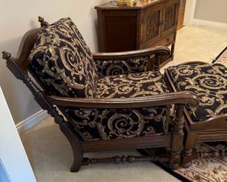 Vintage Armchair with Ottoman