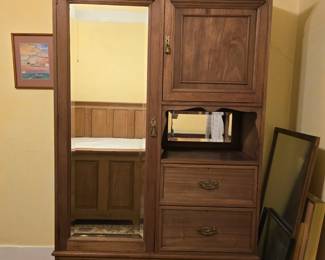 Armoire with drawers and hat cabinet