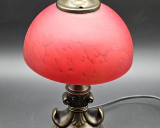 Small Metal Table Lamp w/ Red Shade