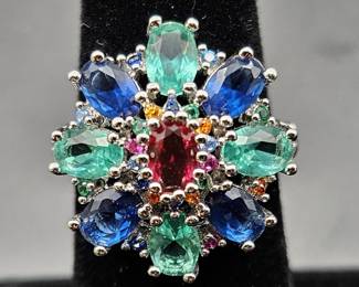 925 Silver Garnet & Blue Topaz, 4.13 grams