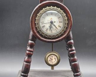 Vtg. Wooden Pendulum Mantle Clock
