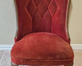 Vintage Art Deco Red Velvet Chair