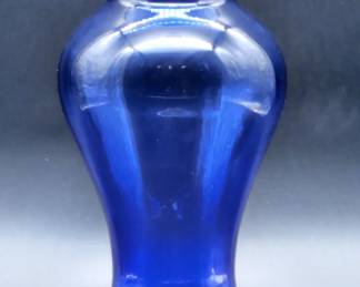 Cobalt Blue Blown Glass Flower Vase