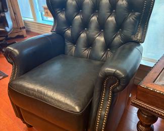 Navy Leather Chair with Nail head Trim (Pair Available)