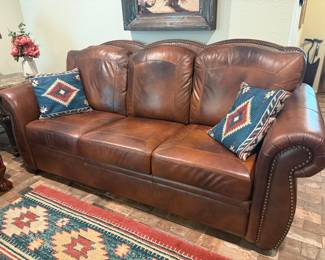 Leather Sofa with nail head trim