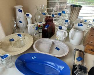 vases, serving plates, pitchers, pampered chef