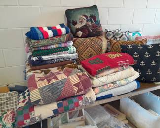 Afghans, quilts, pillows, blankets