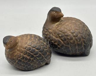 Mid Century Pair Quail / Partridge Figurines