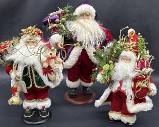 (3) Standing Santa Claus Figurines
