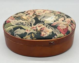 Vintage Sewing Box w/ Wood with Fabric Top