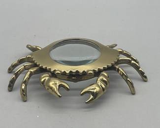 Vintage Brass Crab Magnifying Glass