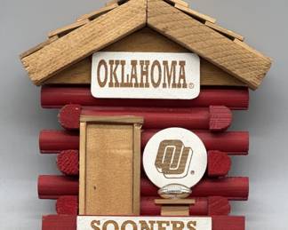 OU Sooners Log Cabin Wall Decor / Key Holder