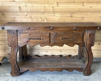 Rustic Farmhouse Heavy Wooden Buffet Server