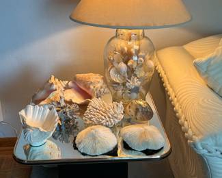 Post Modern End Table Black Lacquered  Pedestal Base 