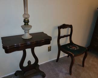 antique mahogany table and chair