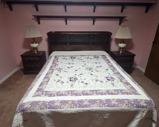 Queen bed.  Frame and mattress sold separately.  Bookshelves for sale as well!!!  Amazing quality.  