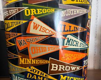 Vintage / rare college pennant trash can.