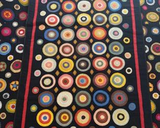 2 Rugs of Colorful  Circular Felt Pattern 