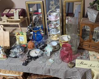 lots of small "shelf" decor of all kinds
