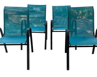Four Stackable Turquoise Patio Chairs
