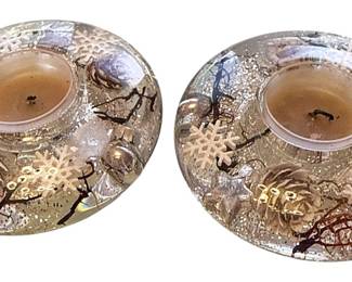 Holiday White Resin Votive Candle Holders