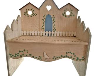 Tole Painted Wood Childs Bench