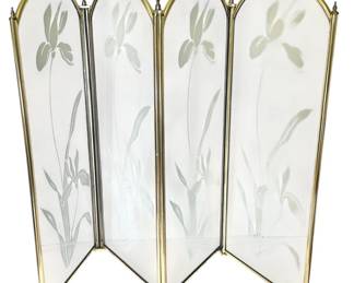 Etched Glass Fireplace Screen