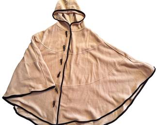Cream Hooded Button Down Poncho