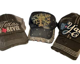 Three Black Baseball Caps