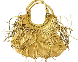 Vieta Yellow Rhinestone Fringe Handbag