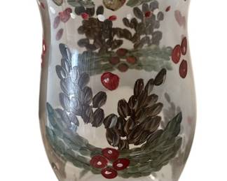 Hand Painted Holiday Hurricane Glass Lamp