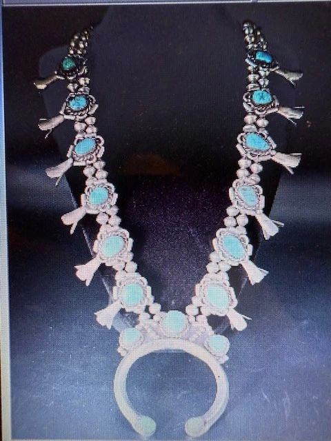 Sterling silver. Circa Mid century . The length of the necklace measures around 30 inches.  220 grams. Pictures do not do the jewelry justice. Go to: https://modestlambestatesales.hibid.com/