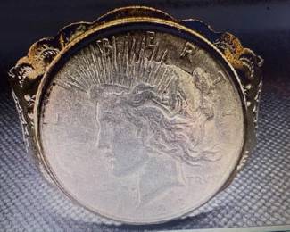 Antique Native American Jewelry - Harvey - 1923 Silver Dollar Coin. Pictures do not do the jewelry justice. For more details go to: https://modestlambestatesales.hibid.com/