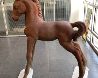 Cast iron foal, 53” H. x 44” L.