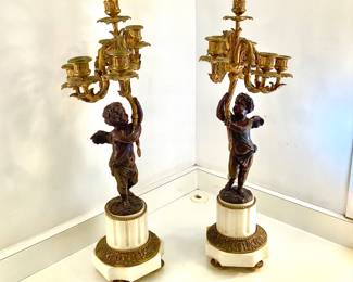 Pair of bronze neoclassical candelabra 