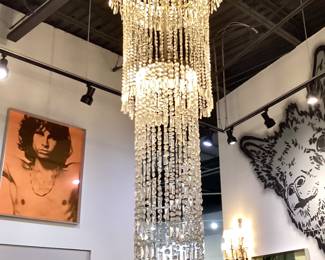 Spectacular waterfall crystal chandelier, approximately 15’ H.