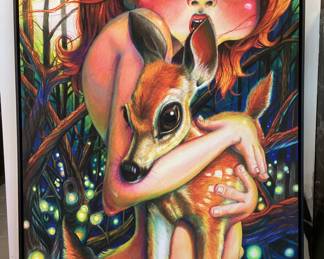 Colorful print of Denny Kemp painting (65”H x 48”W)
