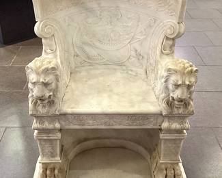 Antique carved marble (lion) throne chair