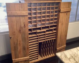 Railroad station cubbyhole cabinet