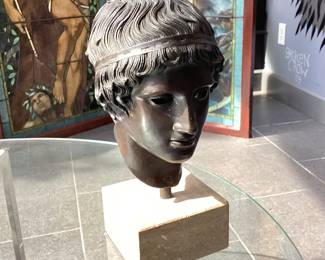 Ephebe Youth bronze head sculpture