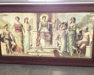 - Frederick Dielman, 19th century print of the painting “Law”. 52”H. x 94”W. in outstanding Arts & Crafts frame.