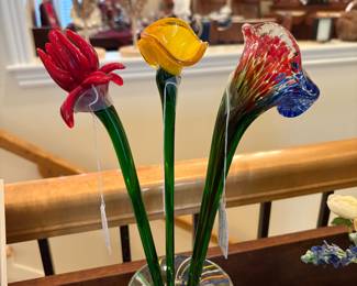 Murano like glass flowers