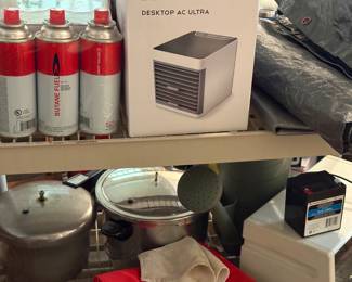 Desktop AC Ultra, Pressure cookers and pots of all sizes, Butane refills