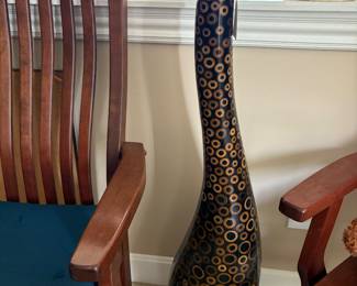 Marquis Collection of Beverly Hills.  Art Deco Vase, Bamboo Circle Slices  42" Tall, 27" Diameter (at its widest). Rich colors