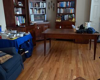 Thomasville Desk.  Notice bookcases and file drawers made by seller.  Office is something to see and shop.