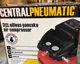 Central Pneumatic 3 Gal Oiless Pancase Air Copressor. new in the box